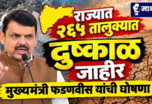 राज्यातील २६५ तालुक्यात दुष्काळ जाहीर